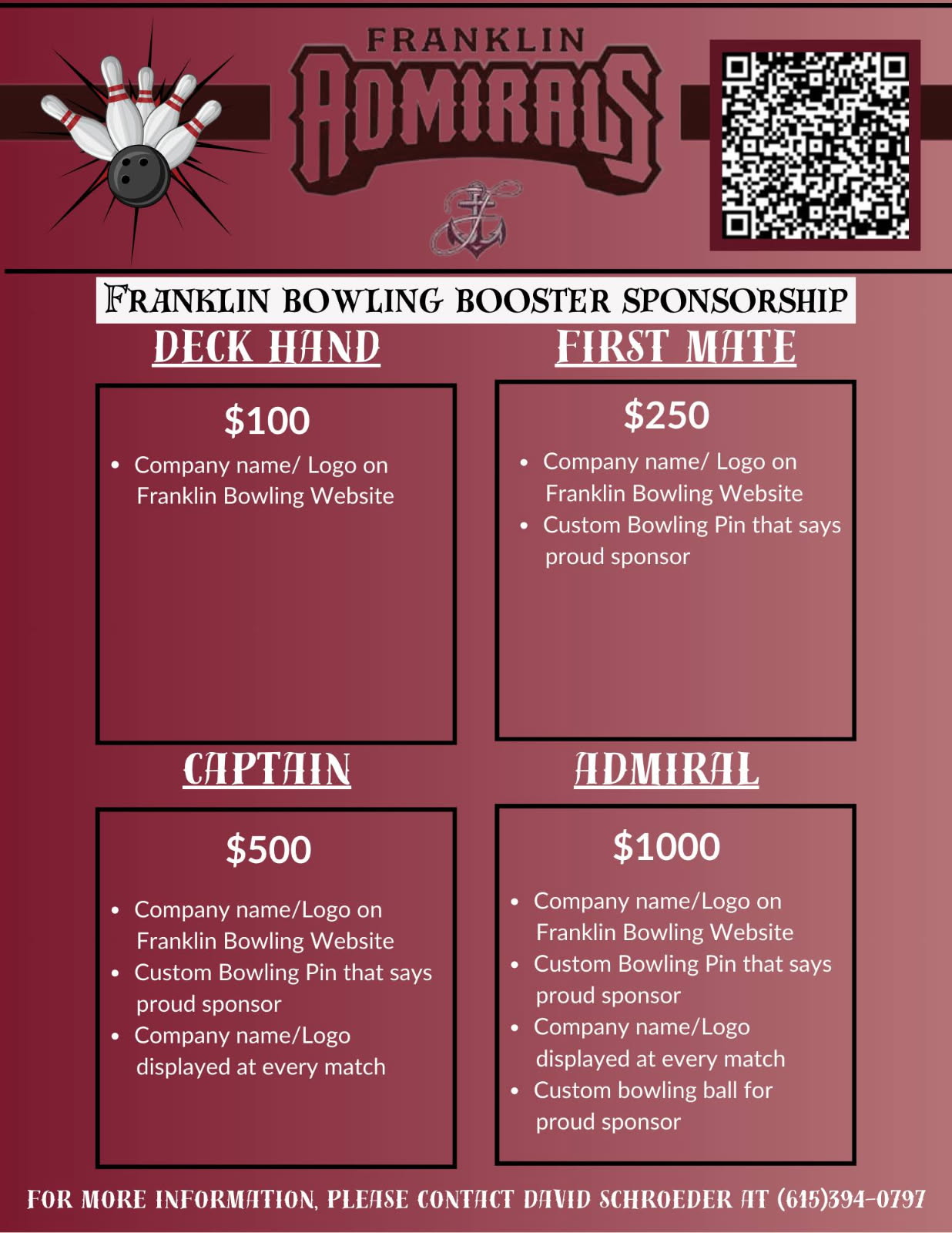 Franklin Bowling Team Sponsorship